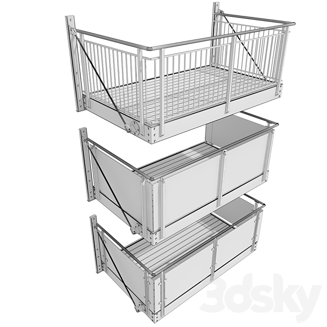 Metal balcony (3 types of console balconies) 3DS Max Model - thumbnail 5