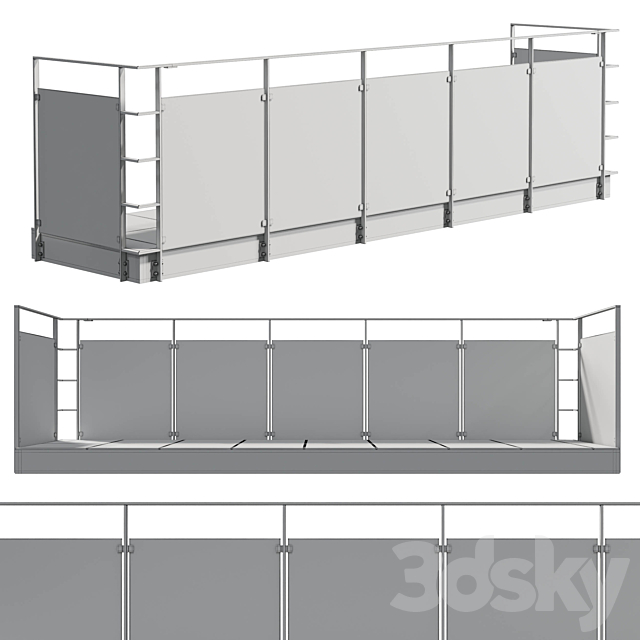 Metal Balcony – Metal Railing Set 001 3DS Max Model - thumbnail 5