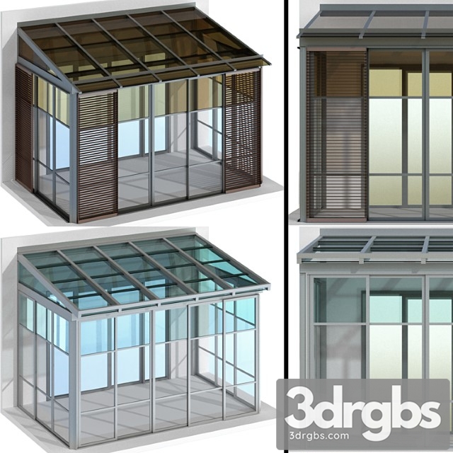 Metal glazed veranda terrace 3dsmax Download - thumbnail 1