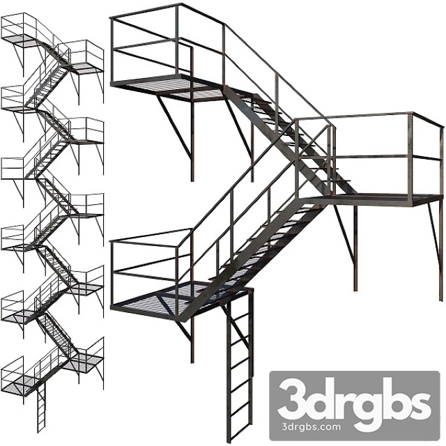 Outdoor Fire Ladder Low Poly 3dsmax Download - thumbnail 1