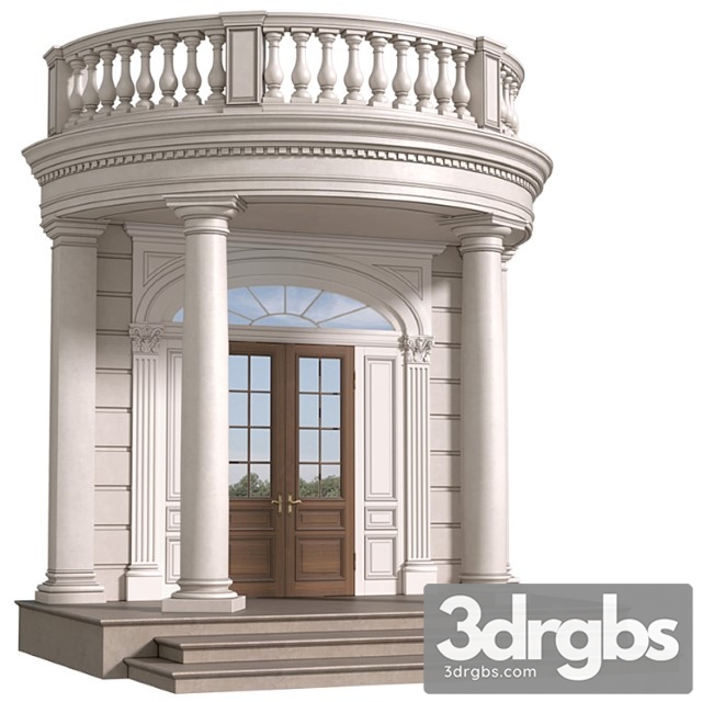 Porch With Balcony Entrance Group 3dsmax Download - thumbnail 1