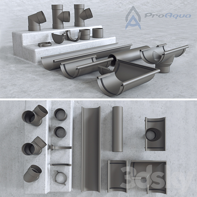 Rainwater system ProAqua 3ds Max - thumbnail 1