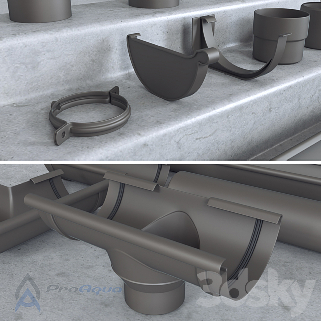 Rainwater system ProAqua 3ds Max - thumbnail 2