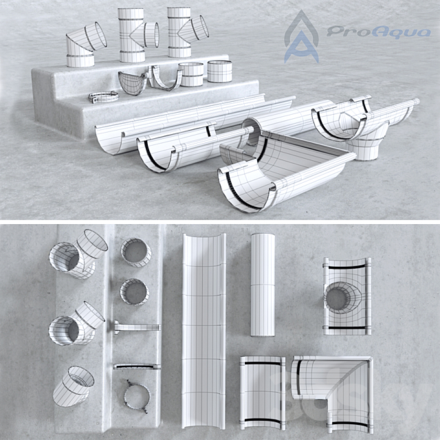 Rainwater system ProAqua 3ds Max - thumbnail 3