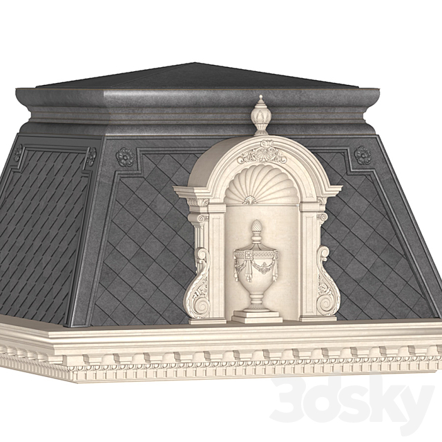 Roof of the classic facade of a private house with decors. Roof fasad set 3DS Max Model - thumbnail 2