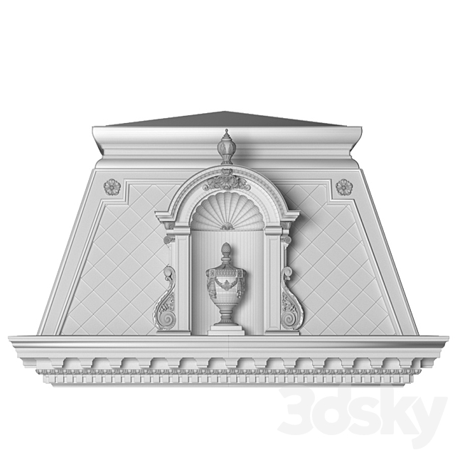 Roof of the classic facade of a private house with decors. Roof fasad set 3DS Max Model - thumbnail 4