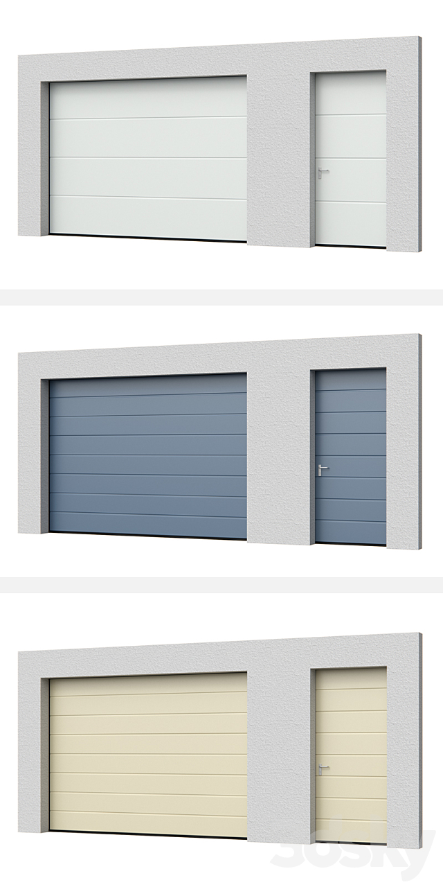 Sectional doors Hormann LPU open _ closed with side door 3DS Max Model - thumbnail 2