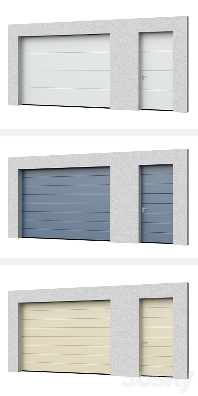 Sectional doors Hormann LPU open _ closed with side door 3DSMax File - thumbnail 2