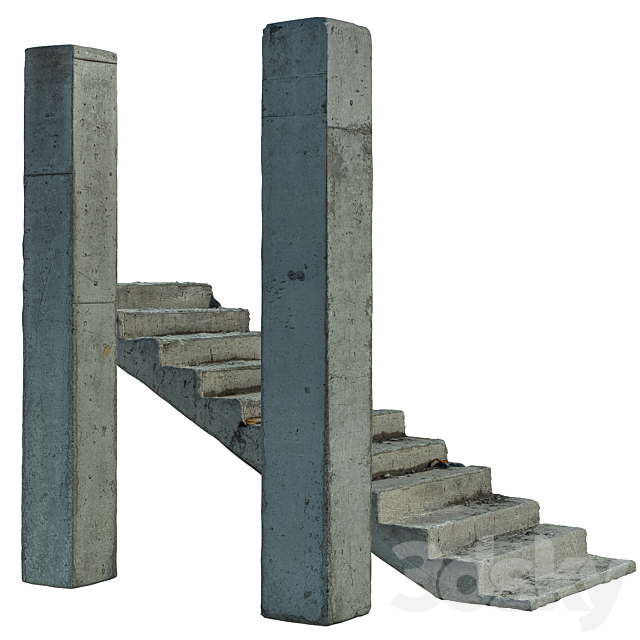 Set of concrete structures 3DS Max Model - thumbnail 4