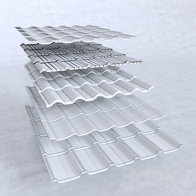 Set of metal tile 3DS Max Model - thumbnail 2