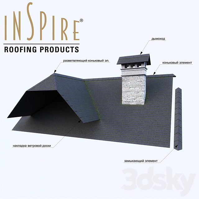 Slate roof inspire 3ds Max - thumbnail 1