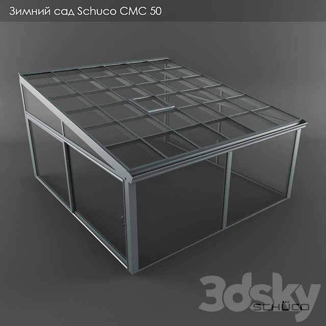 The winter garden Schuco CMC 50 with pent roof 3ds Max - thumbnail 1