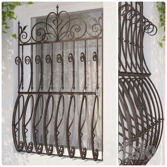 Wrought iron window grille customized 3DSMax File - thumbnail 1