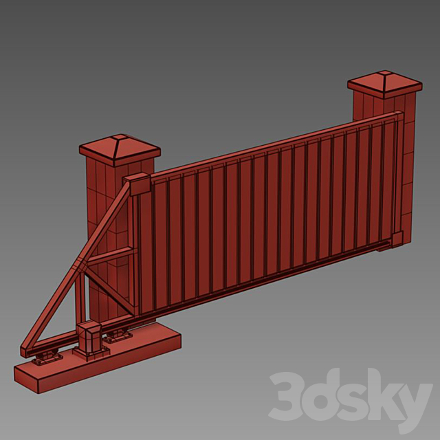 Automatic sliding gates 3DS Max Model - thumbnail 2