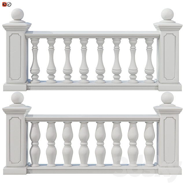 Balustrade classic set 4 3ds Max - thumbnail 1