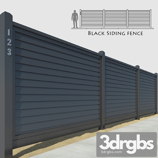 Black Siding Fence 3dsmax Download - thumbnail 1