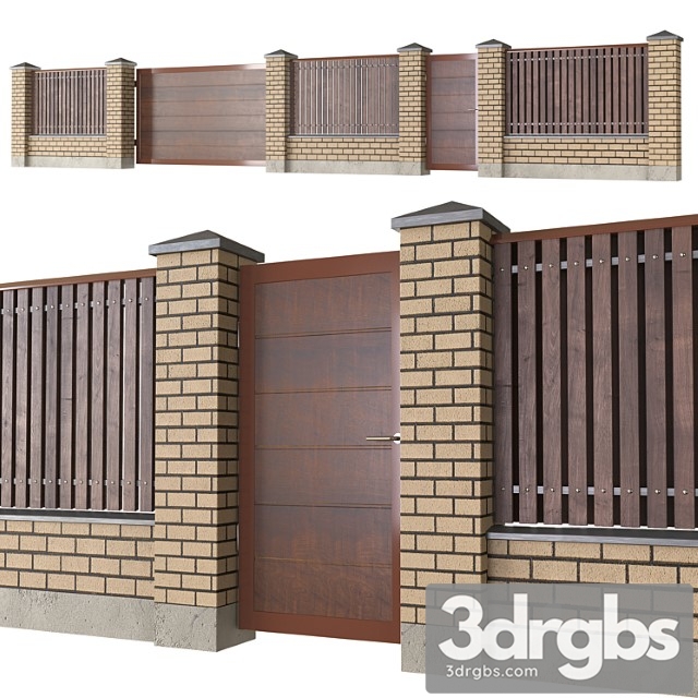 Brick Fence 3dsmax Download - thumbnail 1