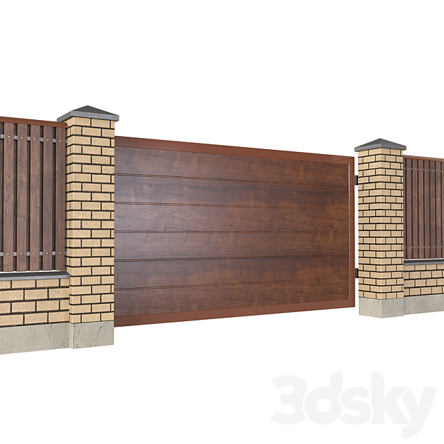 Brick_fence 3DS Max Model - thumbnail 2