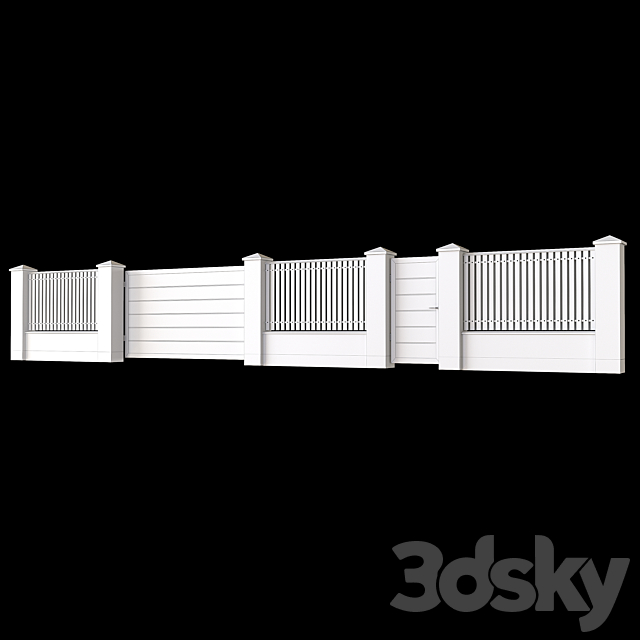 Brick_fence 3DS Max Model - thumbnail 3