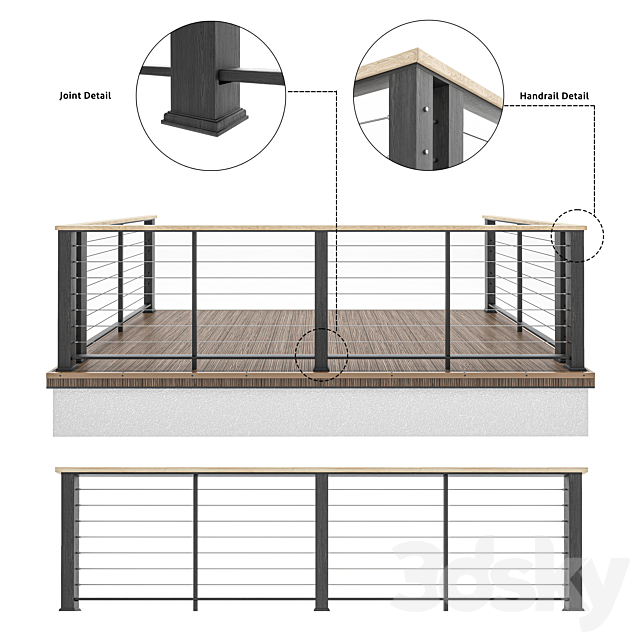 cable railing 3ds Max - thumbnail 1