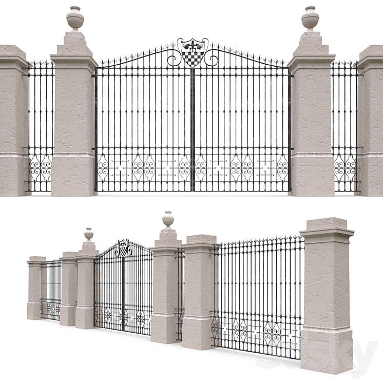 Classic gate and fence 3DS Max - thumbnail 1