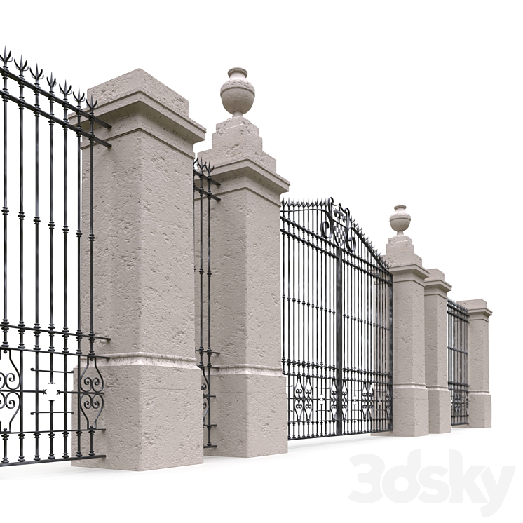 Classic gate and fence 3DS Max - thumbnail 2