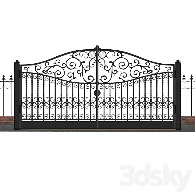 Classic gate and fence 3DS Max Model - thumbnail 2