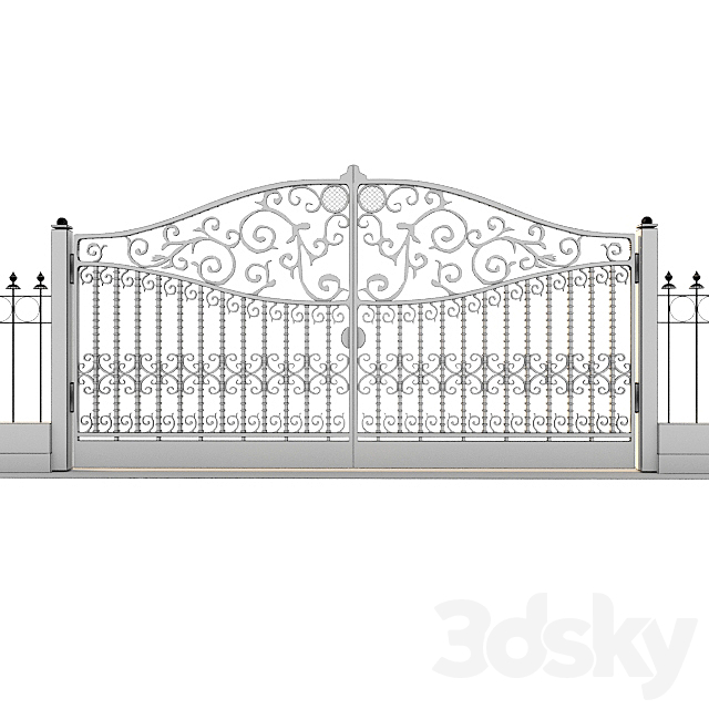 Classic gate and fence 3DS Max Model - thumbnail 3