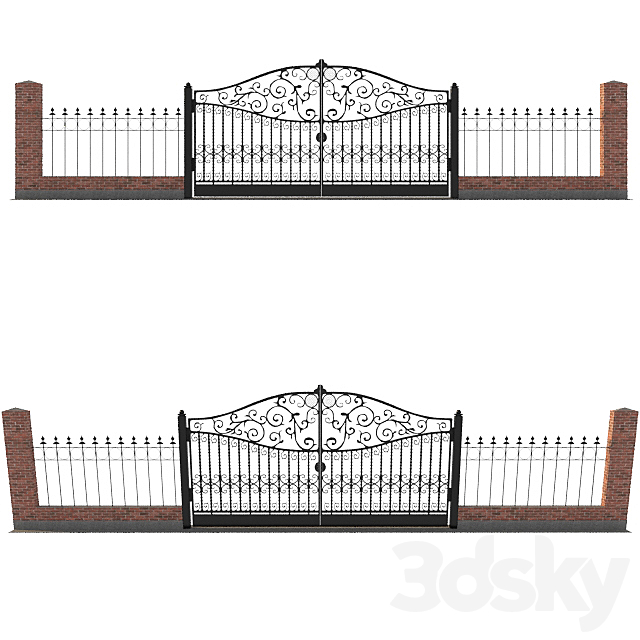 Classic gate and fence 3DS Max Model - thumbnail 4