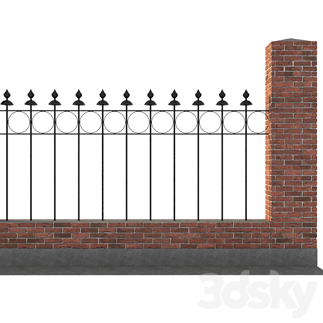 Classic gate and fence 3DS Max Model - thumbnail 5