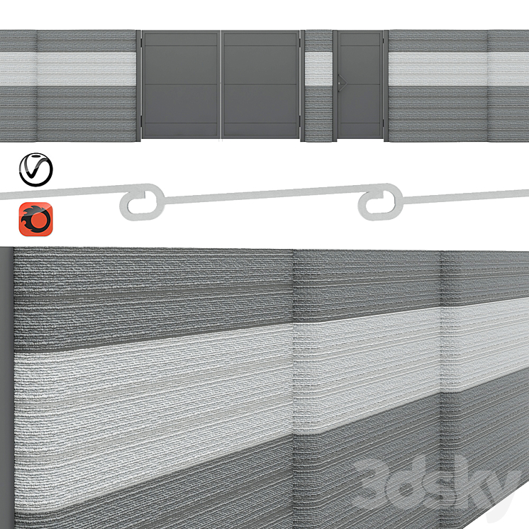 Craft fence – Columnar 3DS Max - thumbnail 1