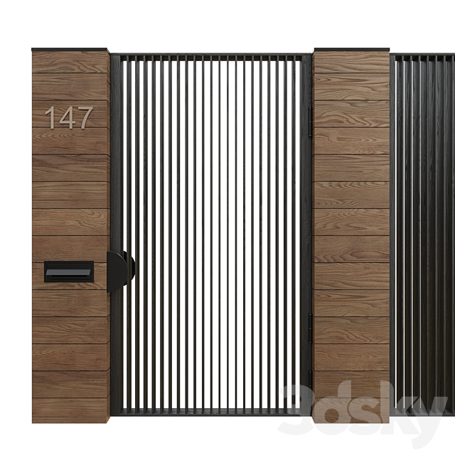 Entrance doors with a fence (gate) 3ds Max - thumbnail 2