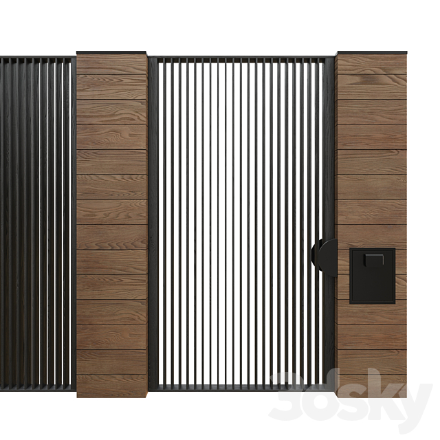 Entrance doors with a fence (gate) 3ds Max - thumbnail 3