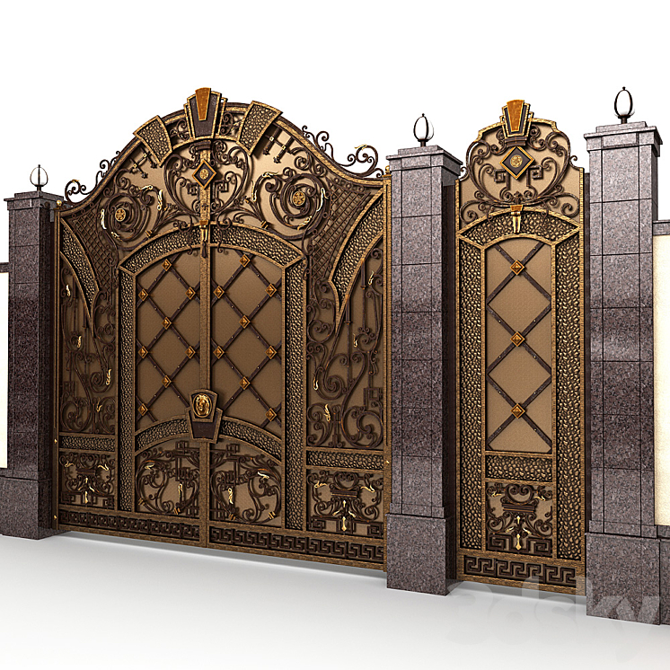 Exclusive gate with wicket door 3DS Max - thumbnail 1