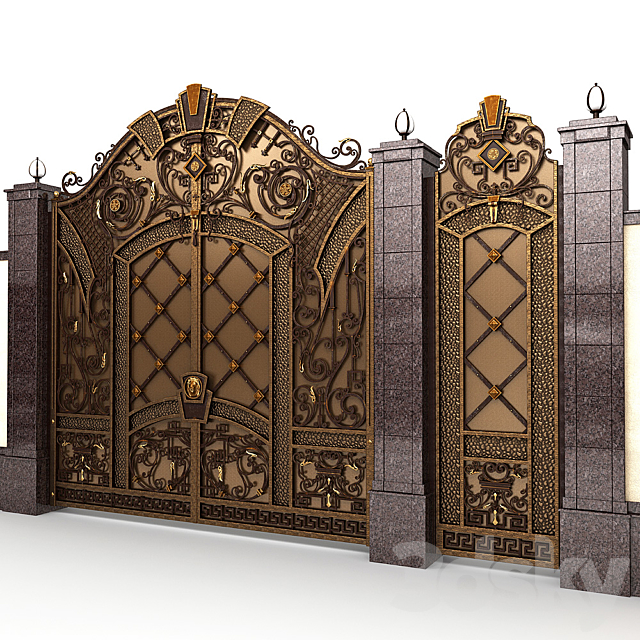 Exclusive gate with wicket door 3DSMax File - thumbnail 1