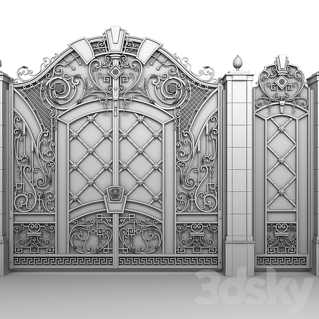 Exclusive gate with wicket door 3DSMax File - thumbnail 3