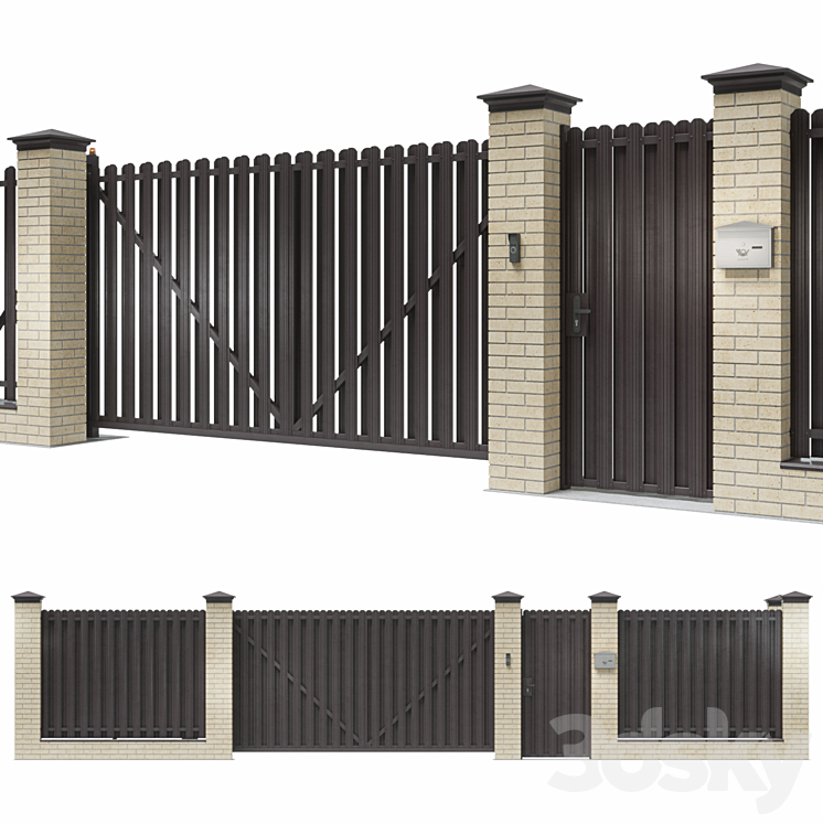 Fence for a private house 3DS Max - thumbnail 1