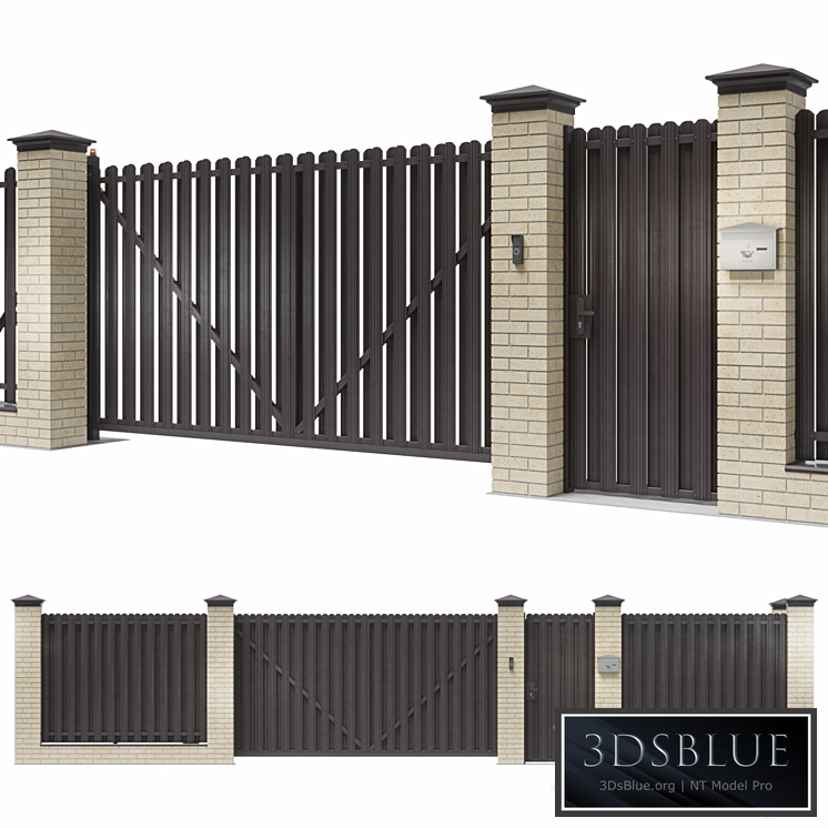 Fence for a private house 3DS Max - thumbnail 3