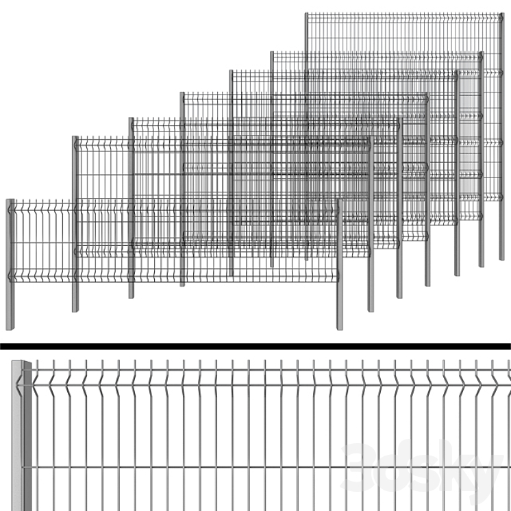 Fence for gates and gates 3DS Max - thumbnail 2