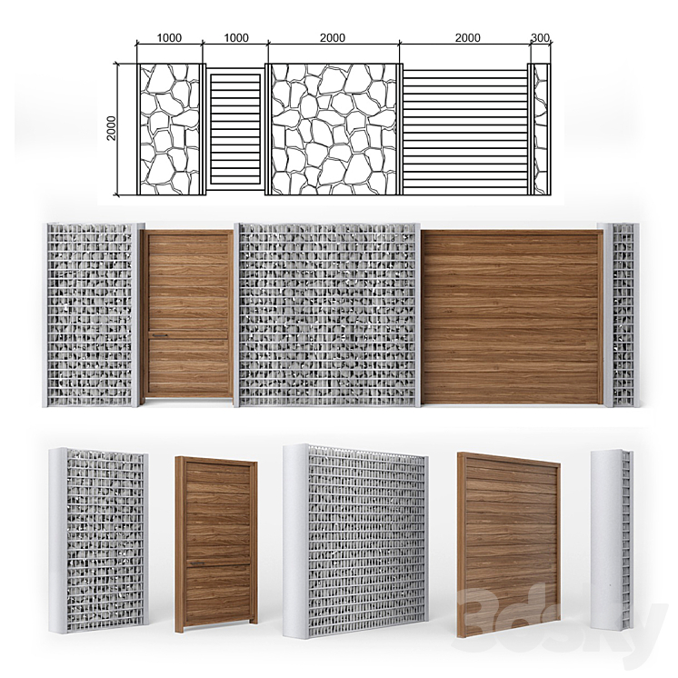 Fence gabion 3DS Max - thumbnail 3