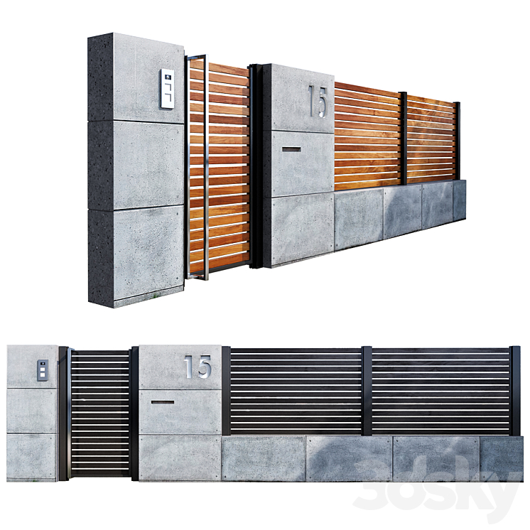 Fence gate 3DS Max - thumbnail 2