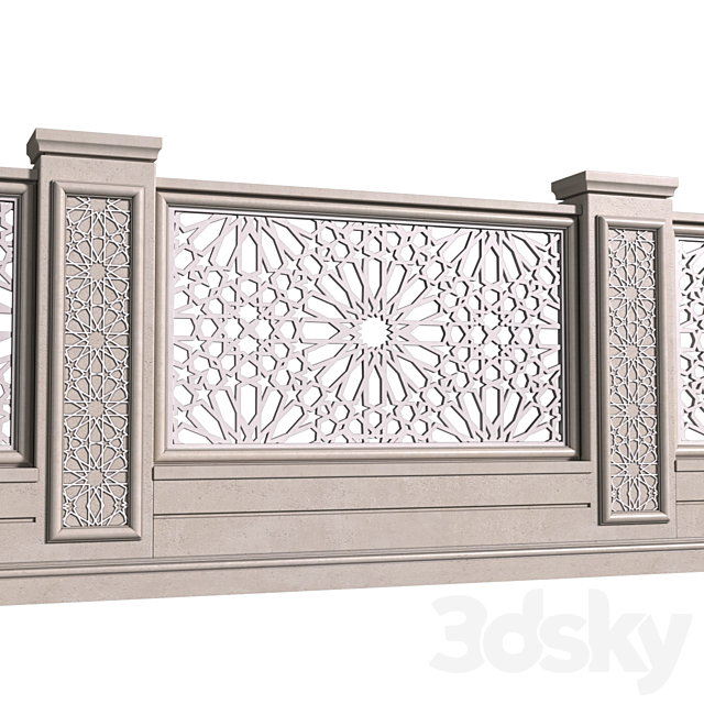 Fence in oriental style. Arabian Fence 3DS Max Model - thumbnail 2