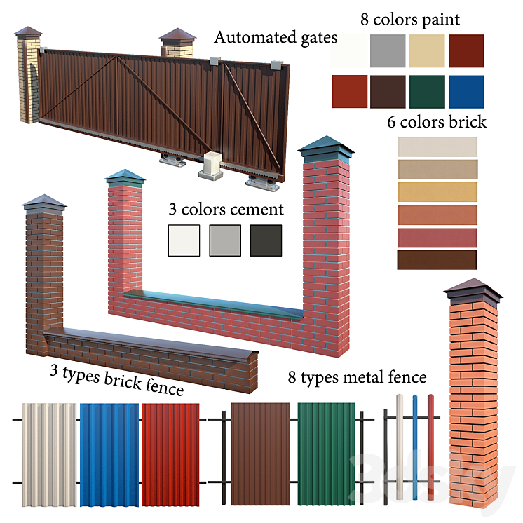 Fence set 3DS Max - thumbnail 1