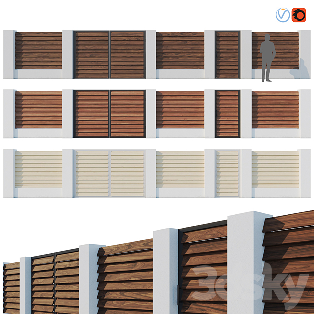 Fence Termowood Jalousie 3DS Max Model - thumbnail 2