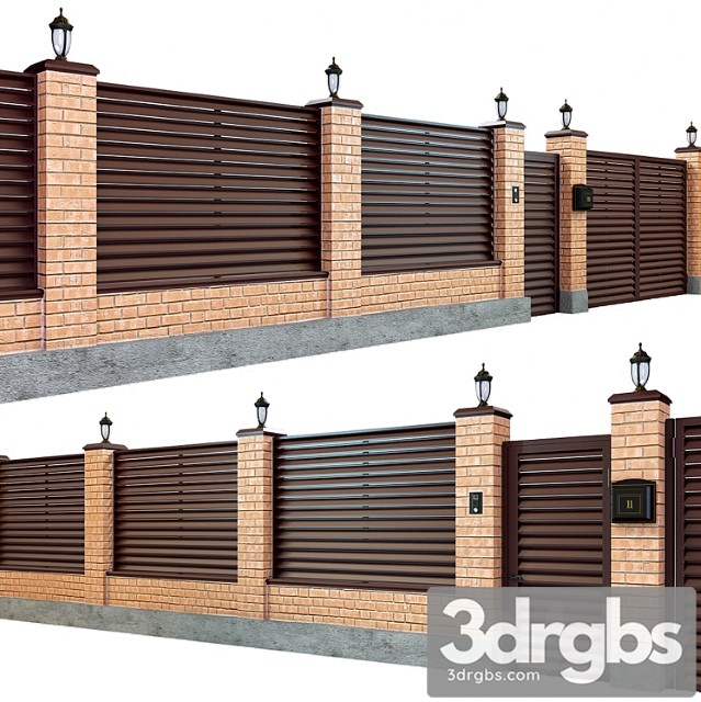 Fence With A Gate and A Wicket 7 3dsmax Download - thumbnail 1