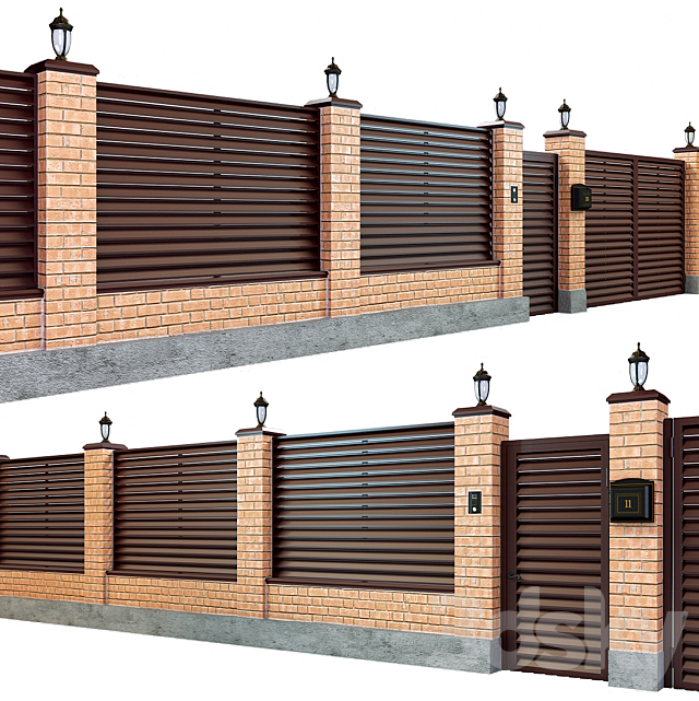 Fence with a gate and a wicket 7 3DSMax File - thumbnail 1