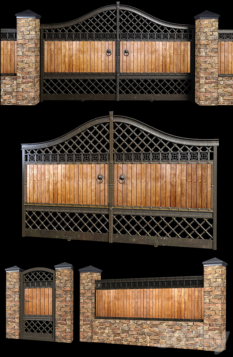 Fence with gate and wicket 3 3DS Max - thumbnail 2