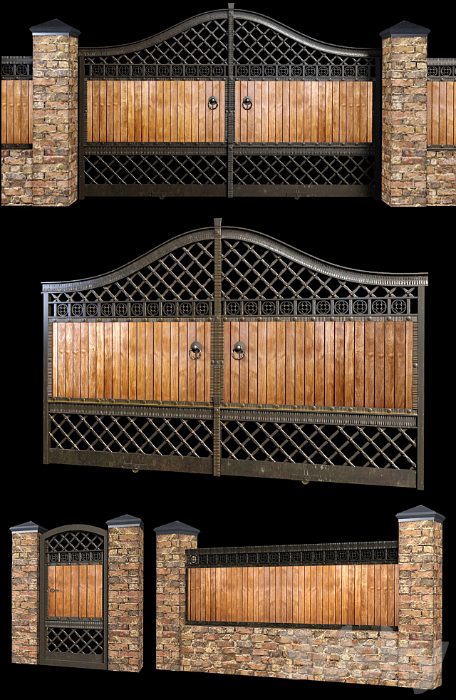 Fence with gate and wicket 3 3DSMax File - thumbnail 2