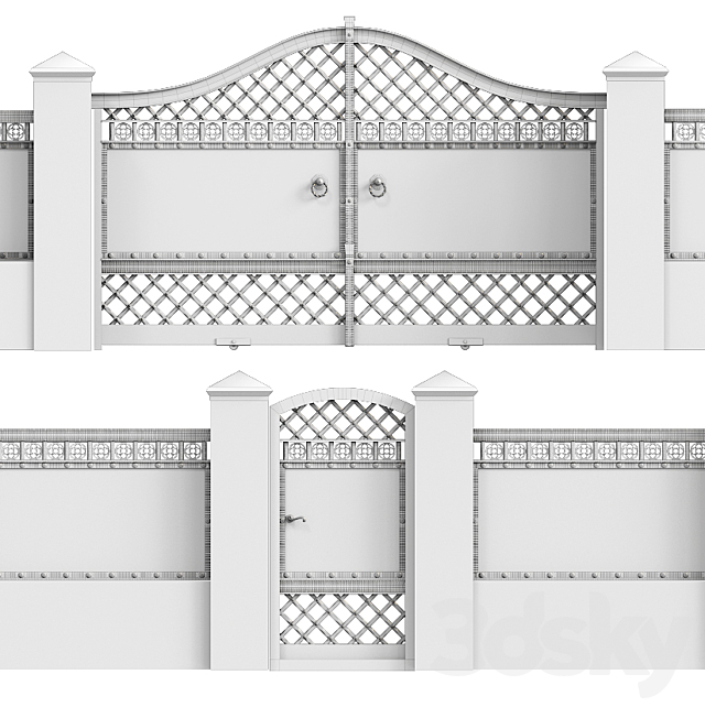 Fence with gate and wicket 3 3DSMax File - thumbnail 3