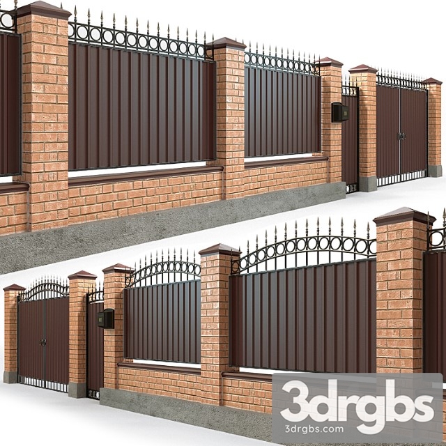 Fence With Gate and Wicket 5 3dsmax Download - thumbnail 1